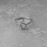 Sterling Silver CZ Heart and Tiny Star Ring, Silver Ring, Heart Ring, Love Ring