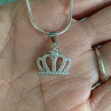Sterling Silver CZ Crown Necklace, Silver Necklace, CZ Necklace, Boho Necklace, Princess Necklace