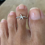 Sterling Silver Starfish Toe Ring, Silver Rings, Star Ring, Seashell Ring, Beach Ring