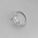 Sterling Silver Anchor Ring with Rope Band, Nautical Ring, Boat Ring, Silver Ring