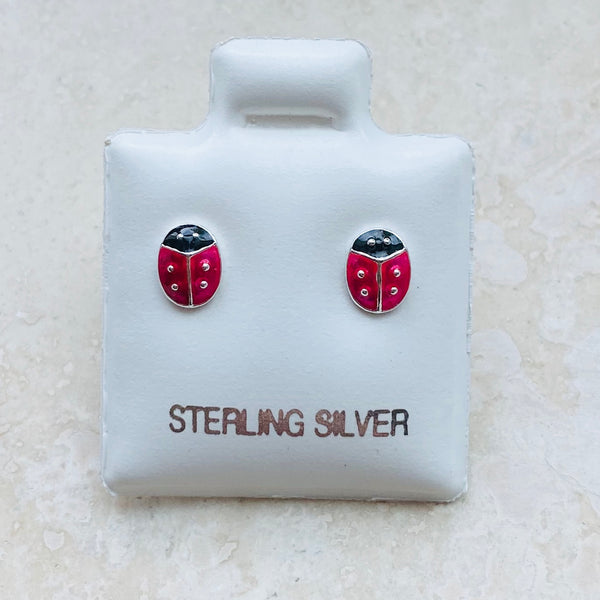 Sterling Silver Ladybug Earrings, Silver Earrings, Stud Earrings, Spirit Earrings