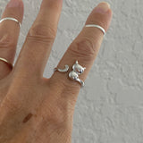 Sterling Silver Adjustable Cat Ring, Silver Ring, Animal Ring, Pet Ring, Kids Ring, Kitty Ring