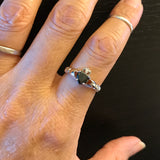 Sterling Silver Black CZ Heart Claddagh Ring, Silver Ring, Boho Ring, Friendship Ring