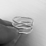 Sterling Silver Cuff 3 Band Ring, Silver Ring, Rings
