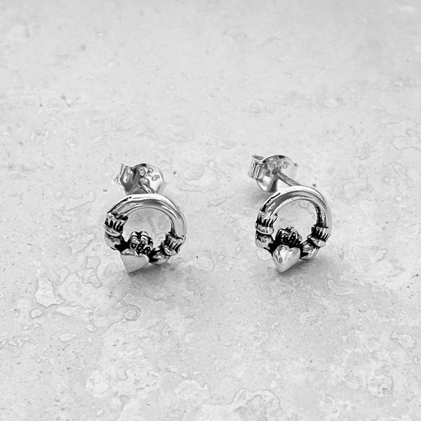 Sterling Silver Claddagh Earrings, Irish Earrings, Silver Earrings, Friendship Earrings