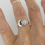 Sterling Silver Face Moon and Sun Ring, Moon Ring, Sunshine Ring