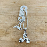 Sterling Silver Celtic Triskele Necklace, Silver Necklace, Triskelion Necklace, Celtic Necklace