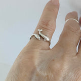 Sterling Silver Mama and Baby Dolphins Ring, Silver Ring, Dolphin Ring, Ocean Rings