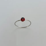 Sterling Silver Dainty Ladybug Ring, Silver Ring, Bug Ring, Lucky Ring