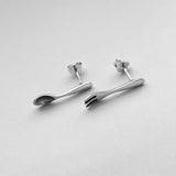 Sterling Silver Fork and Spoon Earrings, Chefs Earrings, Silver Earrings, Stud Earrings