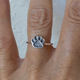 Sterling Silver Paw Print Ring, Silver Ring, Animal Ring, Pet Ring, Kids Ring, Paw Ring