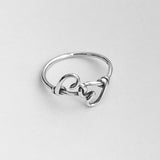 Sterling Silver Knotted Hearts Ring, Love Ring, Dainty Ring, Boho Ring, Heart Ring