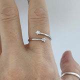 Sterling Silver Wraparound Tiny CZ Star Ring, Delicate Ring, Silver Ring, Boho Ring
