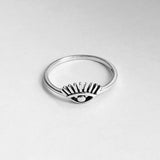 Sterling Silver Small Eye Ring, Silver Rings, Protector Ring, Evil Eye Ring, Religious Ring