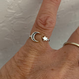 Sterling Silver Moon and Star Toe Ring, Silver Rings, Moon Ring, Boho Ring
