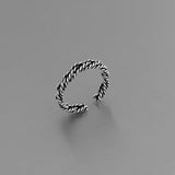Sterling Silver Interwoven Rope Toe Ring, Silver Rings, Woven Ring