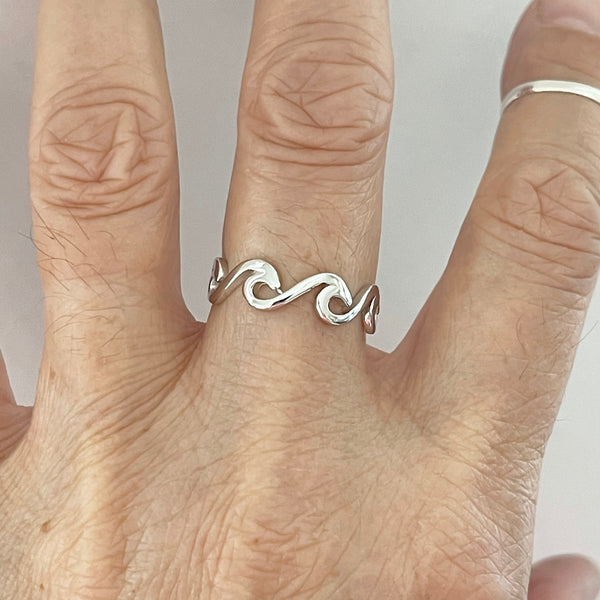 Sterling Silver Eternity Waves Ring, Silver Ring, Wave Ring, Surf Ring
