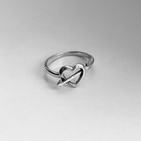 Sterling Silver Heart With Arrow Ring, Silver Ring, Heart Ring, Love Ring