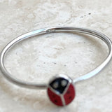 Sterling Silver Dainty Ladybug Ring, Silver Ring, Bug Ring, Lucky Ring