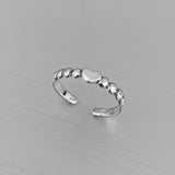 Sterling Silver Heart Toe Ring with Dots, Silver Rings, Love Ring, Heart Ring