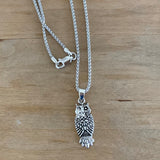 Sterling Silver Great Horned Owl Necklace, Silver Necklace, Bird Necklace, Religious Necklace