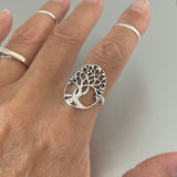 Sterling Silver Large Tree of Life Ring, Silver Ring, Tree Ring, Fortune Ring, Statement Ring