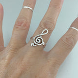 Sterling Silver Large Music Note Ring, Silver Ring, Boho Ring