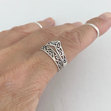 Sterling Silver Chevron Filigree Ring, Silver Ring, V Shape Ring