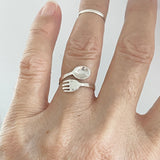 Sterling Silver Delicate Fork and Spoon Silver Ring, Chef Ring, Fork Ring, Wraparound Ring