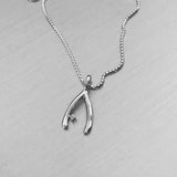 Sterling Silver Wishbone Necklace, Silver Necklace, Good Luck Necklace