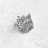 Sterling Silver Silhouette Flower Ring, Silver Ring, Boho Ring, Statement Ring