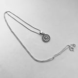 Sterling Silver Small Mandala Necklace, Silver Necklace, Flower Necklace, Boho Necklace