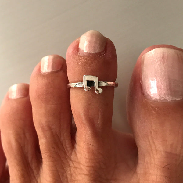 Sterling Silver Adjustable Musical Note Toe Ring, Boho Ring, Silver Ring, Music Ring
