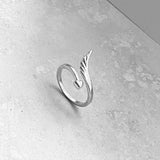 Sterling Silver Wraparound Heart and Angel Wing Ring, Silver Ring, Boho Ring, Heart Ring