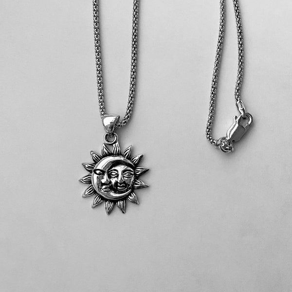 Sterling Silver Moon and Sun Necklace, Moon Necklace, Sunshine Necklace, Necklaces