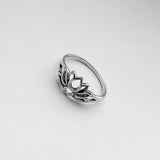 Sterling Silver Small Silhouette Lotus Ring, Flower Ring, Yoga Ring, Toe Ring