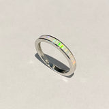 Sterling Silver White Lab Opal Band Ring, Silver Ring, Wedding Band, Opal Ring