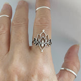 Sterling Silver Double Lotus Flower Ring, Silver Ring, Lotus Ring, Boho Ring, Spirit Ring