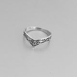 Sterling Silver Chevron Filigree Ring, Silver Ring, V Shape Ring