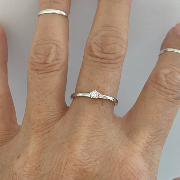 Sterling Silver Simple Little Star CZ Ring, Silver Ring, Star Ring, Da ...