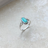 Sterling Silver Oval Turquoise Ring, Stone Ring, Silver Ring, Boho Ring