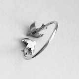 Sterling Silver Flying Sparrows Ring, Bird Ring, Spirit Bird Ring, Silver Ring, Religious Ring