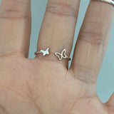 Sterling Silver Music Note and Butterfly Ring with CZ, Music Ring, Silver Ring, Boho Ring