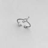 Sterling Silver Music Note and Butterfly Ring with CZ, Music Ring, Silver Ring, Boho Ring