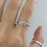 Sterling Silver Small Feather Ring, Silver Ring, Angels Wing, Religious Ring