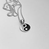 Sterling Silver Small Yin and Yang Necklace, Silver Necklace, Boho Necklace, Yoga Necklace