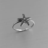 Sterling Silver Starfish Ring, Silver Ring, Dainty Ring, Seashell Ring, Star Ring, Beach Ring