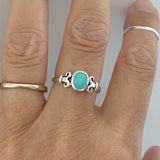 Sterling Silver Round Turquoise Ring, Silver Ring, Boho Ring, Stone Ring
