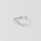 Sterling Silver Open Heart Ring, Boho Ring, Silver Ring, Love Ring