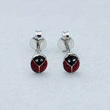 Sterling Silver Ladybug Earrings with Red and Black Enamel, Silver Earrings, Stud Earrings, Lovebug Earrings